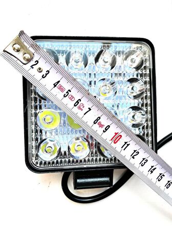 First Led Projektör Off Road Çalışma Sis Lambası 16 Led Kare 2 Adet