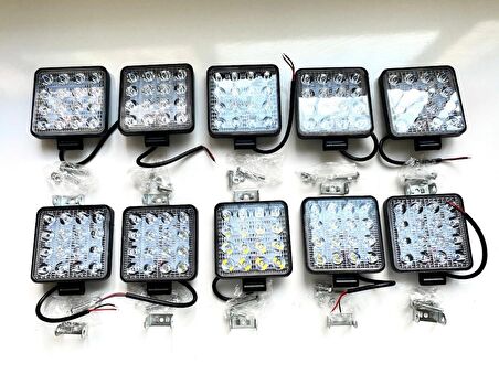 First Led Projektör Off Road Çalışma Sis Lambası 16 Led Kare 10 Adet