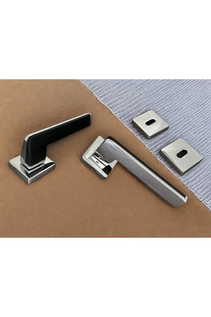 Duo Zamak ZK06 Mat Siyah Krom Kare Rozetli Oda Kapı Kolu Çift Renk 1 Takım