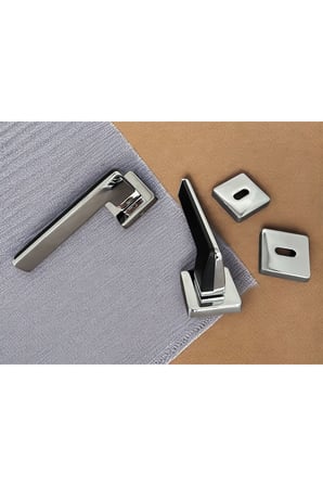 Duo Zamak ZK06 Mat Siyah Krom Kare Rozetli Oda Kapı Kolu Çift Renk 1 Takım