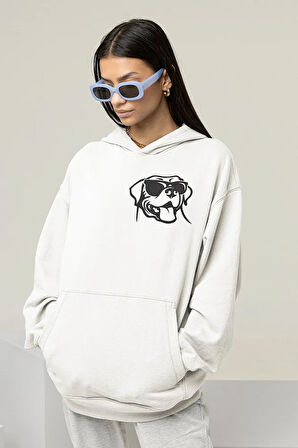 Minimalist Köpek Baskılı Unisex Oversize Dog Hoodie