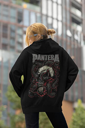 Pantera Baskılı Unisex Oversize Müzik Grubu Hoodie