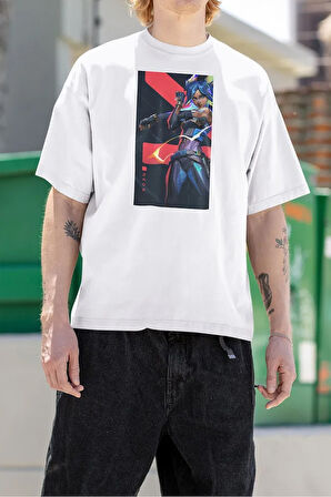 Neeon Karakter Baskılı Unise Oversize Vaalorant Tişört