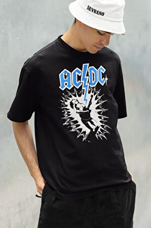 AC DC Rock Metal Müzik Grubu Baskılı Unisex Oversize Tişört