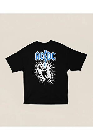 AC DC Rock Metal Müzik Grubu Baskılı Unisex Oversize Tişört