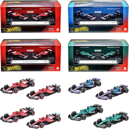 Hot Wheels Premium Formula 1 2025 JMM89 986C 4'lü Takım Seti 8 Araç Ferrari Alpine Aston Martin