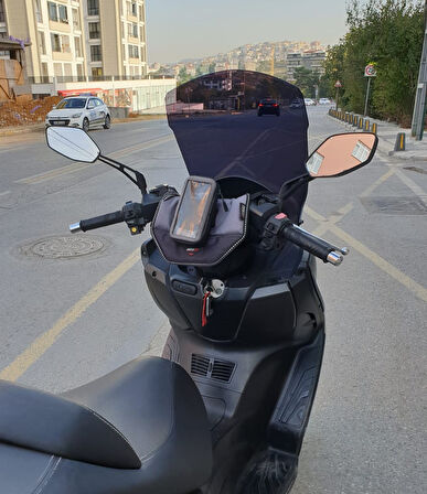 MOTOCAM SYM Joymax 250 İ Siperlik Ön Cam 2013-2016 Model 65cm siyah Renkli 4mm ORTA BOYLU