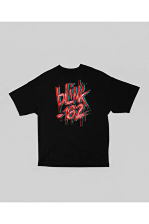 Grafiti Yazılı Blink-182 Baskılı Unisex Oversize Tişört