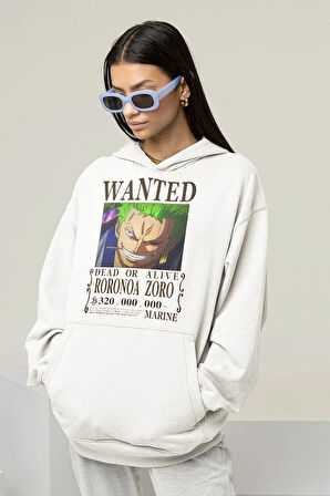 Wanted Roronoa Zoro Baskılı Unisex Oversize Anime Hoodie