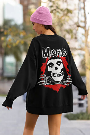 Misfits Müzik Grubu Baskılı Unisex Oversize Sweatshirt