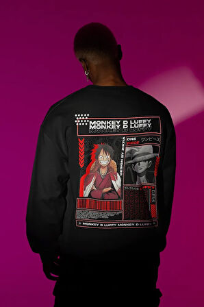 Monkey D. Luffy Baskılı Unisex Oversize Anime Karakter Sweatshirt