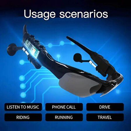 Kablosuz Bluetooth Gözlük Yüksek Kaliteli Stereo Sesli - USB Şarj Edilebilir, Sürüş, Bisiklet ve Dış Mekan Maceraları İçin Mükemmel