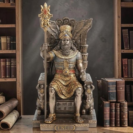 Dekoratif Enlil Figürü Veronese Biblo – Mitolojik Tema Şık Salon Dekoru Poliresin Dekoratif Obje 13x12,5x25 cm