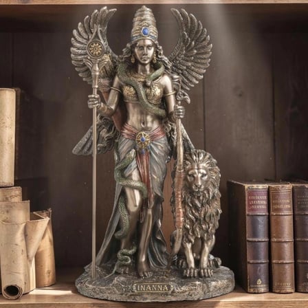 Dekoratif İnanna Figürü Veronese Biblo – Mitolojik Tema Şık Salon Dekoru Poliresin Dekoratif Obje 13,5x11x23 cm