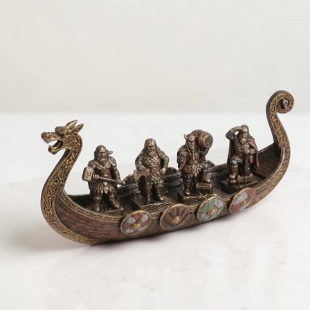 WISE Viking Savaş Gemisi 28,5 cm Dekoratif Obje – Poliresin Tarihi Gemi Modeli