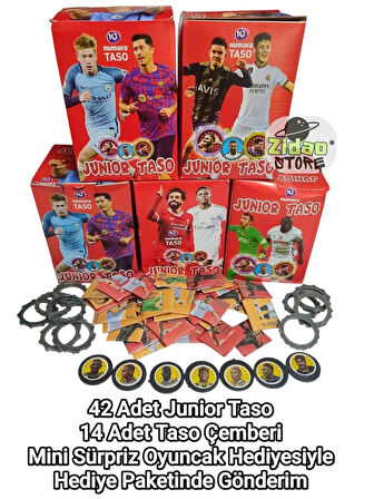 Junior Taso Futbolcu Tasoları 42 Adet Taso + 14 Taso Çemberi Futbol Oyunu Hediye Paketinde