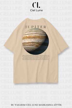 unisex kadın erkek jupiter baskılı özel tasarım oversize t-shirt