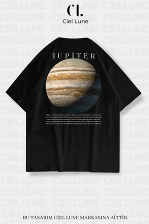 unisex kadın erkek jupiter baskılı özel tasarım oversize t-shirt