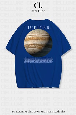 unisex kadın erkek jupiter baskılı özel tasarım oversize t-shirt