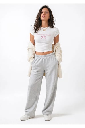 Nevermind Kadın Baby Tee Crop Tişört Just A Girl Baskılı Slim Fit Trend %100 Pamuk