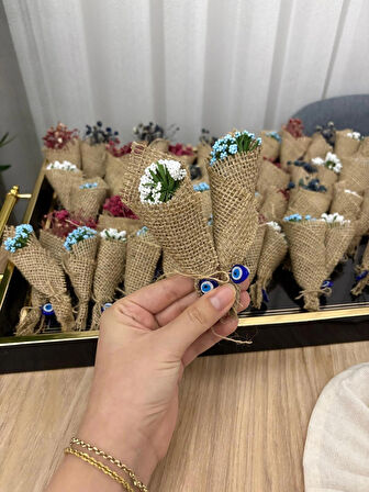 Söz Nişan Nikah Sünnet Hediyesi Dekoratif Jüt Kumaş Süslemeli Tasarım  Cipso Çiçek