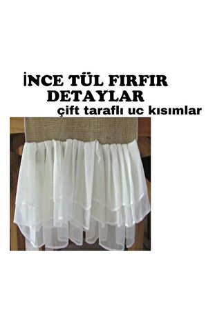 Jüt Kumaş Hasır Ve Beyaz Tül Fırfırlı Runner