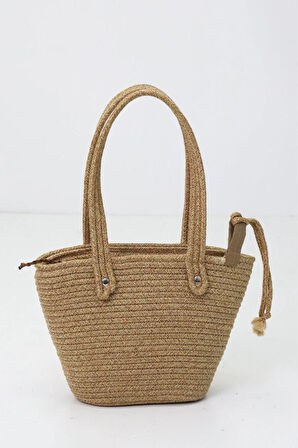 Jutty Hasır Kadın Omuz Çantası – Şık Günlük El ve Omuz Çantası