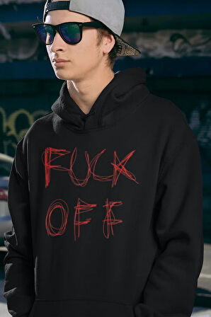 Fucck Off Yazılı Unisex Oversize Hoodie