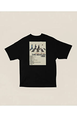1969 Abbey Road The Beatles Baskılı Unisex Tişört, Oversize Müzik Grubu Tişört
