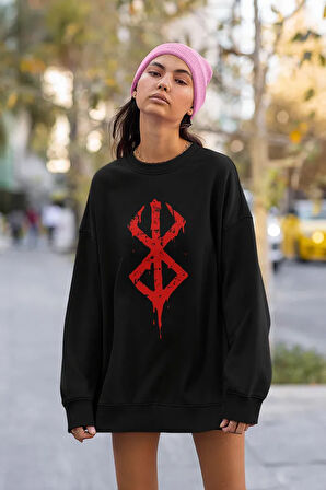 Berserk Logo Baskılı Unisex Oversize Anime Sweatshirt