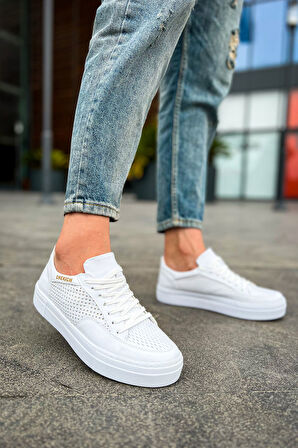 J015 First Edition Ortopedik Taban Günlük Cilt Erkek Sneaker Spor Ayakkabı CBT Beyaz