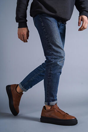 J421 Bağcıklı Ortopedik Taban Erkek Günlük Sneaker Spor Ayakkabı ST Taba