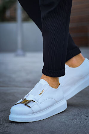 J297 Ortopedik Taban Günlük Cilt Erkek Sneaker Spor Ayakkabı CBT Beyaz