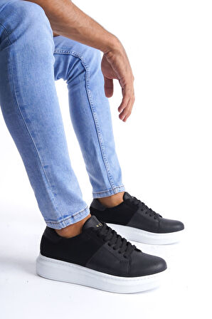 J151 Boost Bağcıklı Cilt Süet Erkek Günlük Sneaker Ayakkabı BT Siyah
