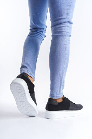 J151 Boost Bağcıklı Cilt Süet Erkek Günlük Sneaker Ayakkabı BT Siyah