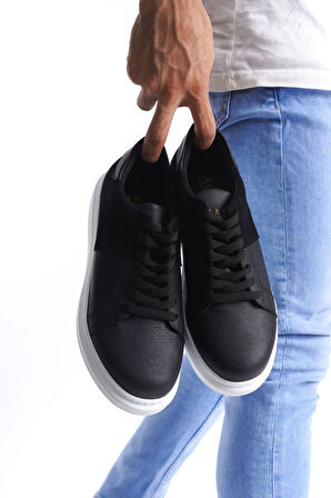 J151 Boost Bağcıklı Cilt Süet Erkek Günlük Sneaker Ayakkabı BT Siyah