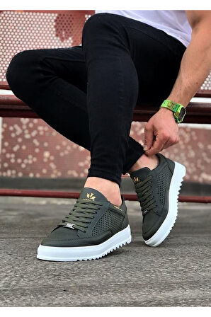 J505 Bağcıklı Ortopedik Taban Erkek Sneaker Günlük Ayakkabı BT Haki