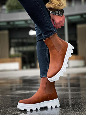 J113 Lastikli Ortopedik Taban Suya ve Soğuğa Dayanıklı Günlük Kışlık Erkek Spor Bot BT Taba