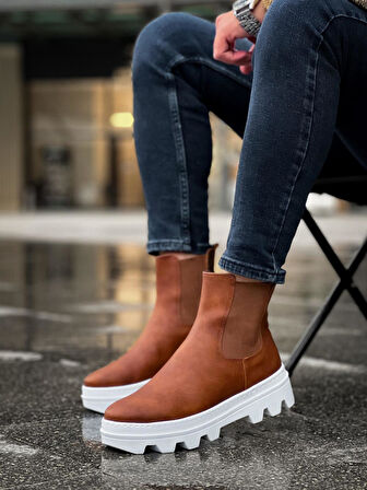 J113 Lastikli Ortopedik Taban Suya ve Soğuğa Dayanıklı Günlük Kışlık Erkek Spor Bot BT Taba