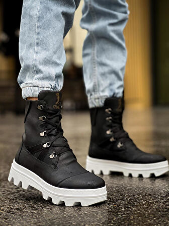 J-B14 Bağcıklı Ortopedik Taban Suya ve Soğuğa Dayanıklı Günlük Kışlık Erkek Spor Bot BT Siyah