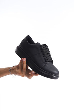 J151 Boost Bağcıklı Cilt Erkek Günlük Sneaker Ayakkabı ST Siyah