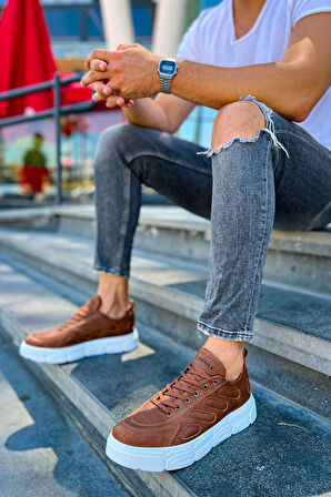 J105 Cronus Ortopedik Taban Günlük Cilt Erkek Sneaker Spor Ayakkabı CBT Taba
