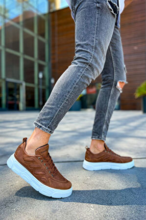 J105 Cronus Ortopedik Taban Günlük Cilt Erkek Sneaker Spor Ayakkabı CBT Taba
