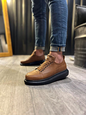 J814 Bağcıklı Ortopedik Taban Erkek Günlük Sneaker Spor Ayakkabı ST Taba