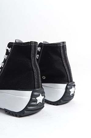 CHLOE Bağcıklı Ortopedik Taban Kadın Sneaker Ayakkabı BT Siyah