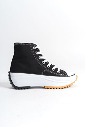 CHLOE Bağcıklı Ortopedik Taban Kadın Sneaker Ayakkabı BT Siyah