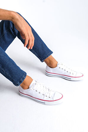 LUKE Bağcıklı Ortopedik Rahat Taban Erkek Sneaker Spor Ayakkabı BT Beyaz
