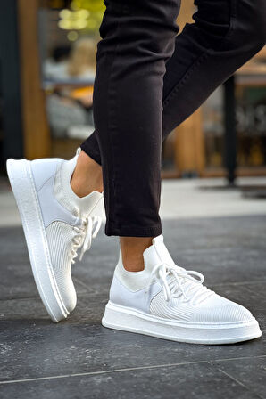 J2408 Fusion Ortopedik Taban Günlük Triko Erkek Sneaker Spor Ayakkabı TBT Beyaz