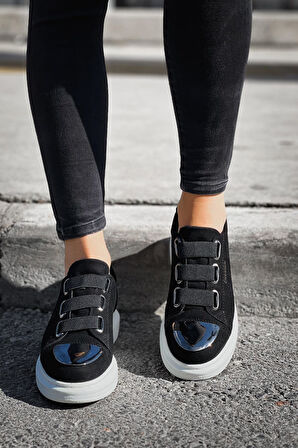 J251 Mirror Suede Ortopedik Taban Günlük Süet Erkek Sneaker Spor Ayakkabı SBT Siyah
