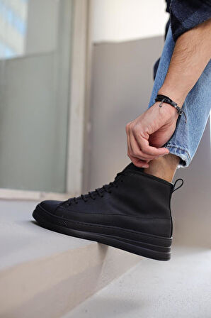 J-C030 Bağcıklı Ortopedik Taban Suya ve Soğuğa Dayanıklı Günlük Kışlık Erkek Spor Bot ST Siyah